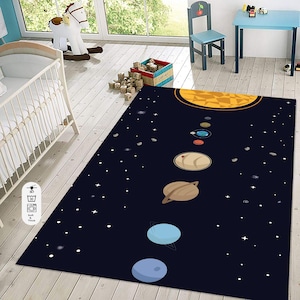 Planets Rug, Space Rug, Galaxy Carpet, Kids Rug,Kids Rug For Playroom, Kids Rug For Bedroom, Rug For Kids,Funny Rug