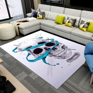 Gift,Gift For Her,Design of Skull Rug,Skull Rug,Colorful Rug,Home Decor,Carpet, Rugs For Living Room, Rug Runner, Rug arts, Rugs for bedroom