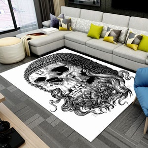 Armored Skull Rug, Bearded Skull Rug, Colorful Rug, Home Decor, Carpet, Rugs For Living Room, Rug Runner, Rug arts, Rugs for bedroom