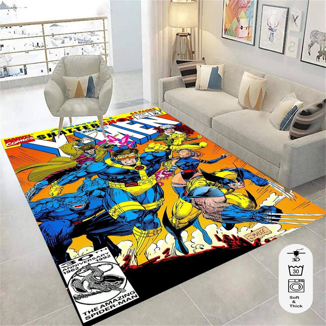 X-men Comic Book Rug: Retro Avengers Boys Room Decor, Area Rug, Living ...