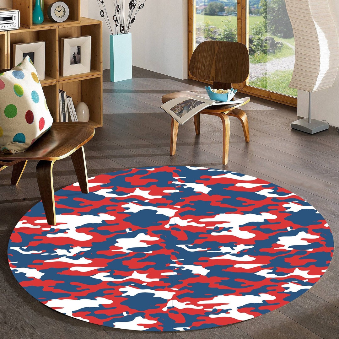 Red Blue Camo Rug,modern Camouflage Area Rug With Non Slip Backing,gift ...
