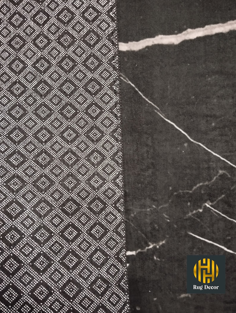 Black Marble Pattern Rug: Modern Home Decor Carpet, Modern Area Rug, 3d ...
