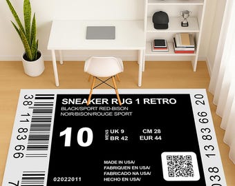 Sneakerhead Rug: Retro Sneaker Box Design, Sport Room Decor, Area Rug, Living Room Carpet, Home Decor Gift, Special Style Rug, Floor Carpet