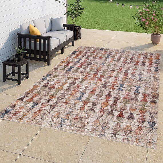 Abstract Ethnic Rug, Traditional Garden Patio Carpet, Area Rug