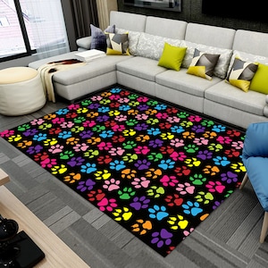 Pet Print Rug, Paw Print Rug, Animal Rug, Rugs For Living Room, Home Decor, Carpet, Rug Runner, Rugarts, Rugs for bedroom