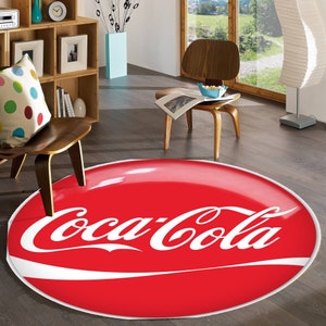 Alfombra redonda de Coca Cola: diseño retro de botella de Coca Cola, lavable, moderna, grande, antideslizante, arte único.