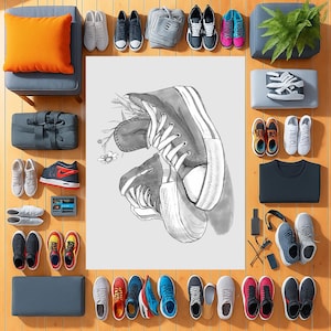 Alfombra para zapatillas deportivas, alfombra para dormitorio, alfombra moderna, alfombra personalizada, alfombra para sala de estar, alfombra Hypebeast, regalo para él, alfombra para dormitorio.