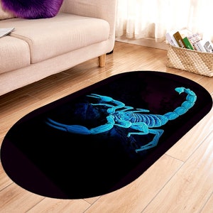 Neon Scorpion Rug,Scorpion Rug,Ethnic Oval Rug,Décoration D&#39;intérieur,Rugs For Room,Decorative Home Rug,Gift For Women,Digital AnimalPattern