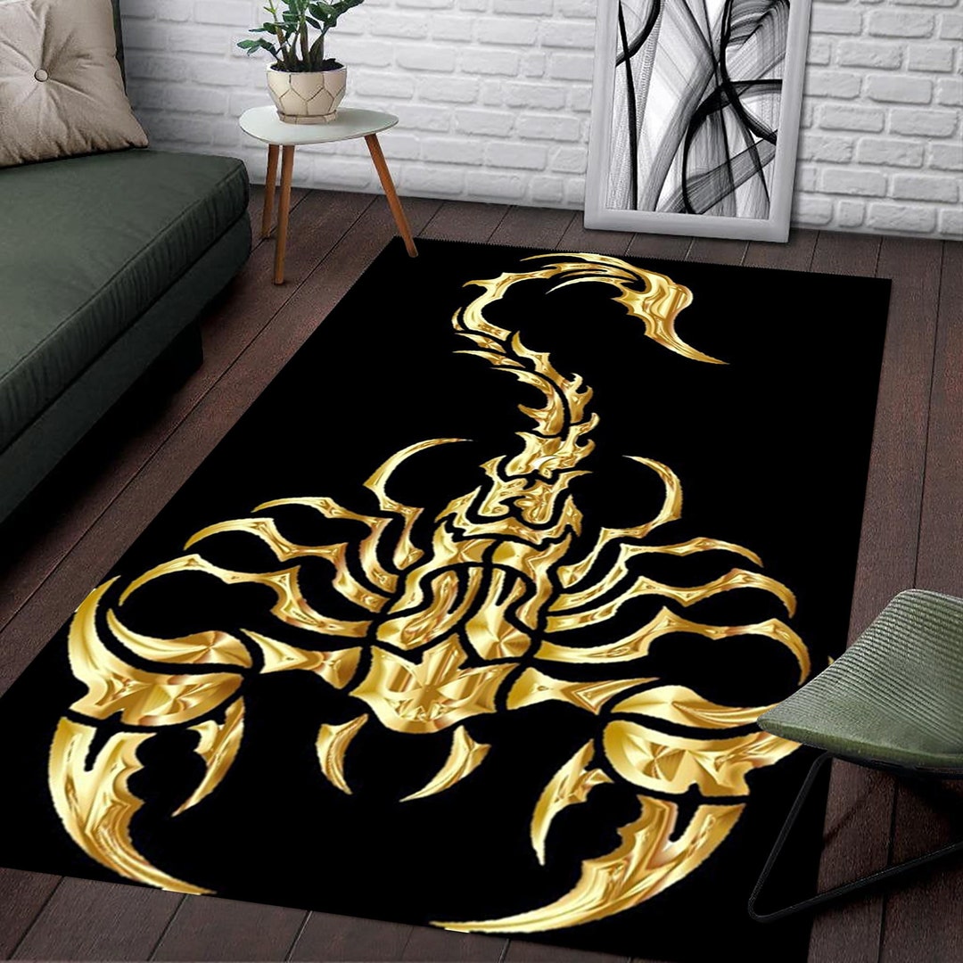 Gold Scorpion Rug: Gothic Living Room Decor, Non-slip, Area Rug, Living ...