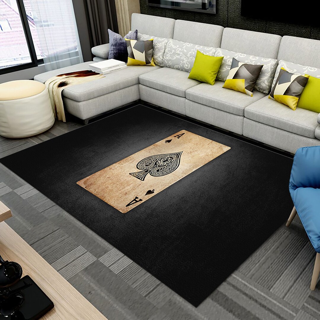 Ace of Spades Rug, Black Card Game Carpet, Washable Area Rug - Etsy