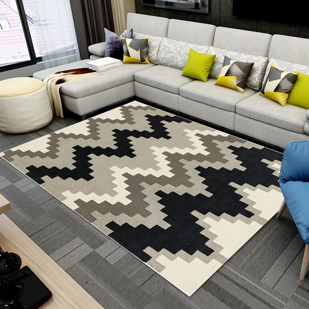 Modern Pattern Rug, Black and White Rug, Home Decor, Carpet, Rugs for