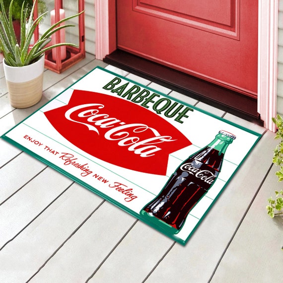 Coca Cola コカコーラ 企業 ビンテージ ラグ マット➕看板➕瓶 コカコーラボトルデザインの玄関マット、面白いウェルカムマット