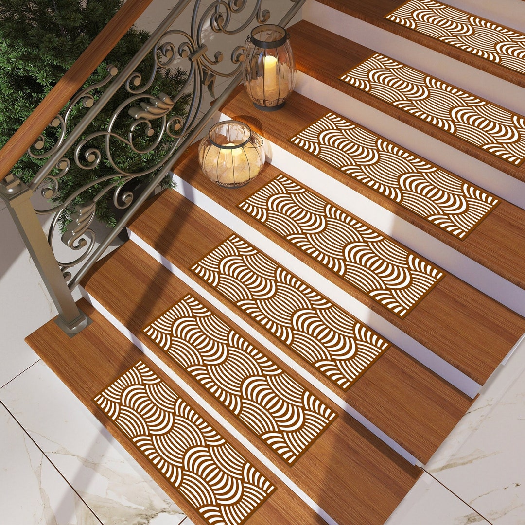 Staircase Rug Designs Brown Stair Rug,ruggable Rugs,stair Tread Rug,ethnic Stair Rug, Non ...