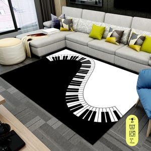 Personalized Piano Keys Printed Rug, Piano Rug, Music Room Rug, Decorative Rug, Music Art Rug, Music Design, Living Room Rug, Easy to Clean