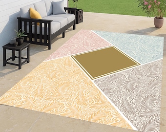 Abstrakter Outdoor Teppich: Waschbarer Gartenteppich, Wohnzimmerteppich, Wohndekor Geschenk, Moderner Bodenteppich, Waschbar