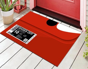 Personalisierte 'Schuhe aus' Fußmatte, Lustige Willkommensmatte, Roter Schuhkarton, Teppich Wohnzimmerteppich, Wohnkultur Geschenk, Spezieller Teppich, Bodenmatte