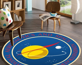 Dywan NASA Space, okrągły dywan do dekoracji wnętrz, dywanik, dywan do salonu, prezent do wystroju wnętrz, dywan w specjalnym stylu, nowoczesna mata podłogowa, dywan zmywalny