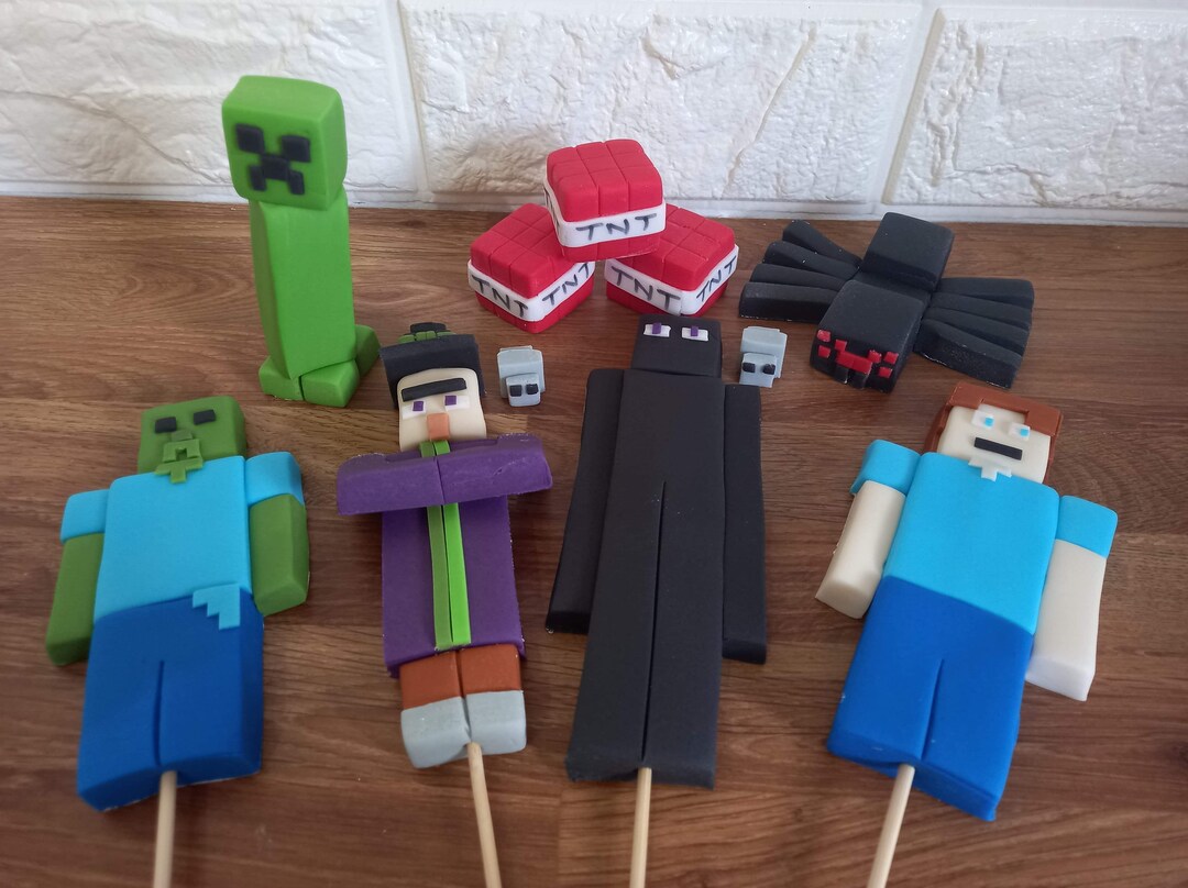Edible Minecraft Cake Topper Decorations Mob Set Etsy