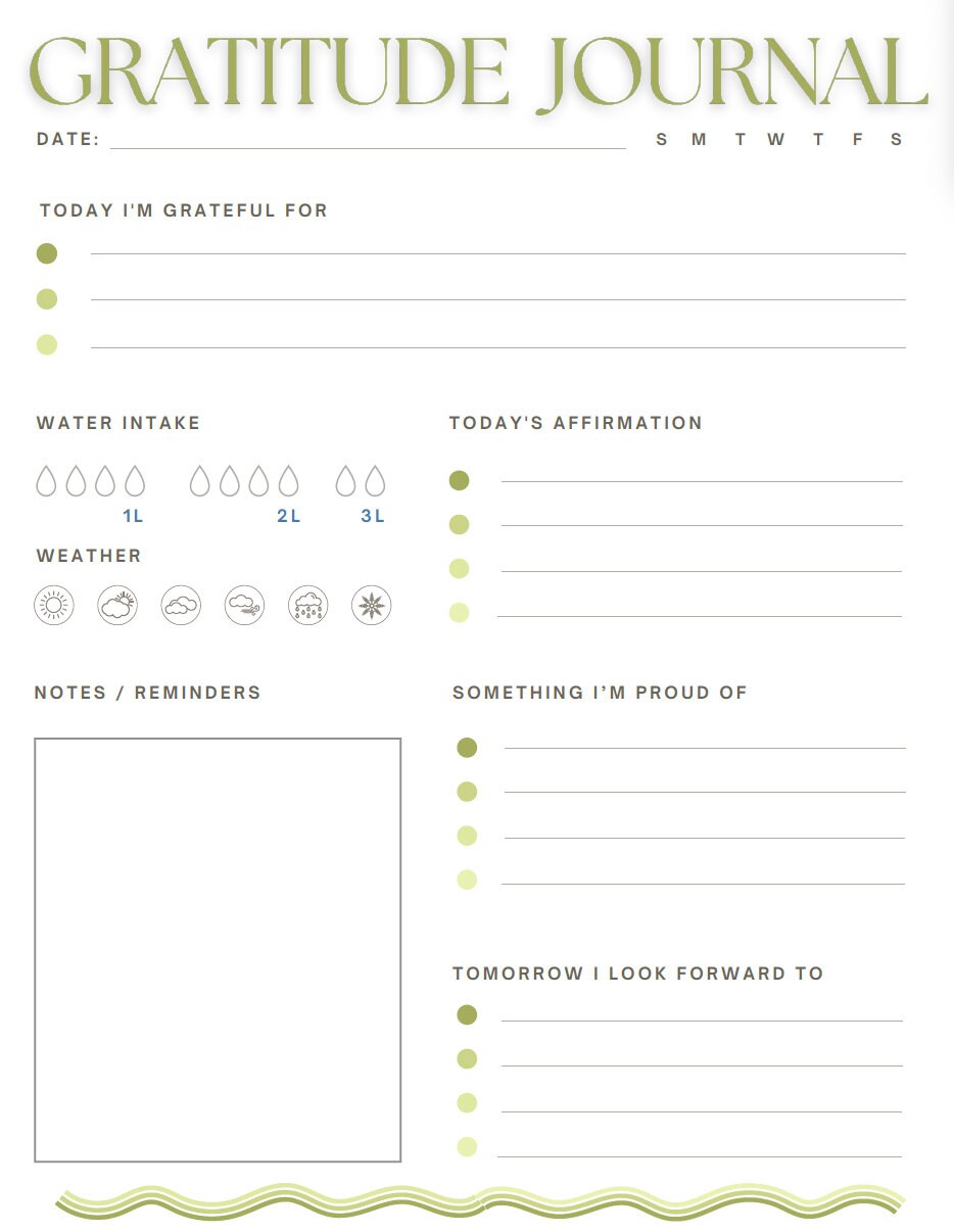 Daily Gratitude Journal PRINTABLE - Minimalist, Simple, Sage Green ...