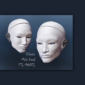 Masculine Asian Head — Realistic Modular BJD 3D Model for 32cm Dolls