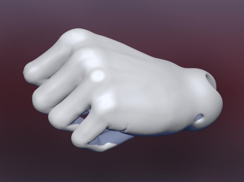 May include: A 3D-rendered, white fist with a clenched hand gesture. The fingers are curled inward, and the knuckles are visible. The background is a gradient of dark red to a lighter shade of red.