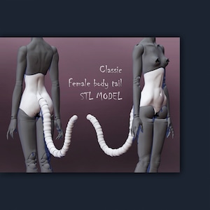3D STL-staart vrouwelijke pop kat vos demon BJD,