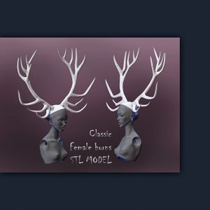 3D STL deer horns Doll female BJD woman