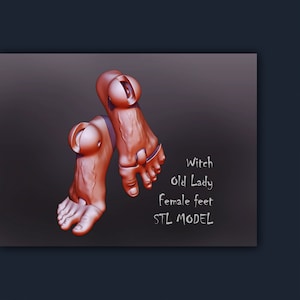 3D STL female feet Doll old BJD witch, movable fingers woman