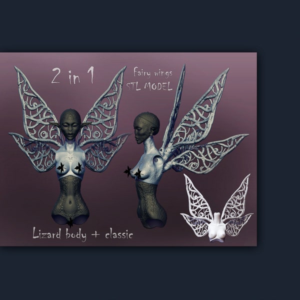 3D STL alas de hada femenina Muñeca clásica BJD, muñeca de niña