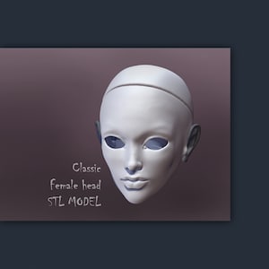 3D STL head female Doll classic BJD girl doll