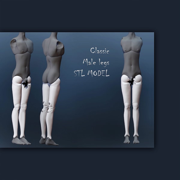 Young Male Slim Legs — Modular Masculine BJD 3D Model for 32cm Dolls