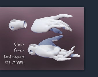 3D STL hands with magnets female Doll classic BJD girl