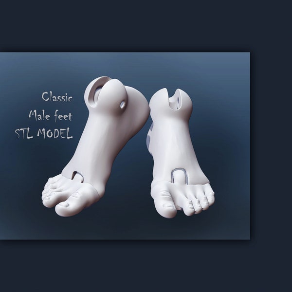 Pies de hombre 3D STL, dedos móviles clásicos de muñeca, muñeca BJD niño
