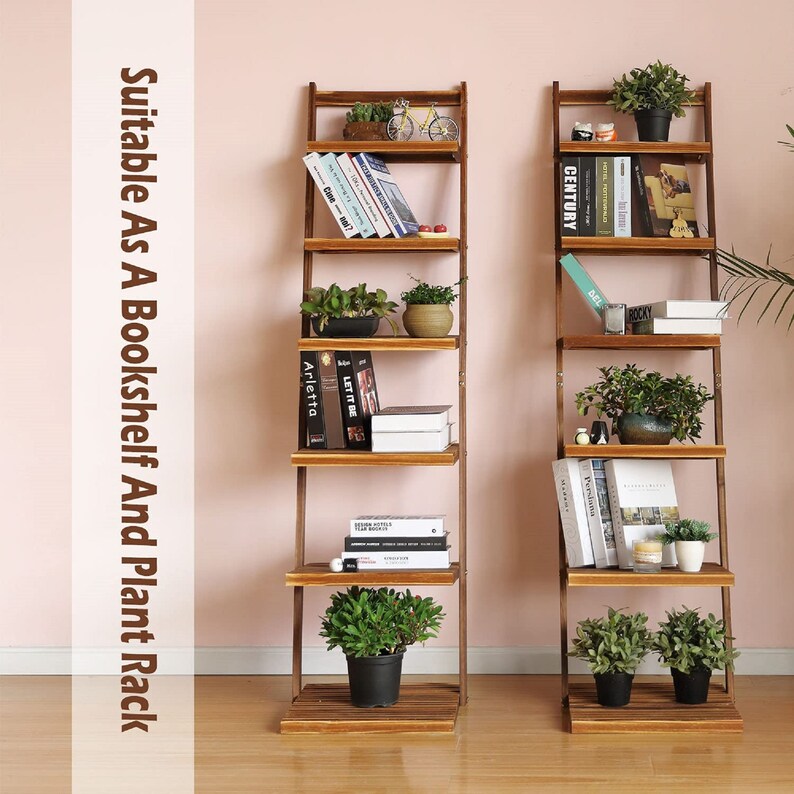 6tier Wooden Shelves Ladder Shelfplant Stand Storage Etsy