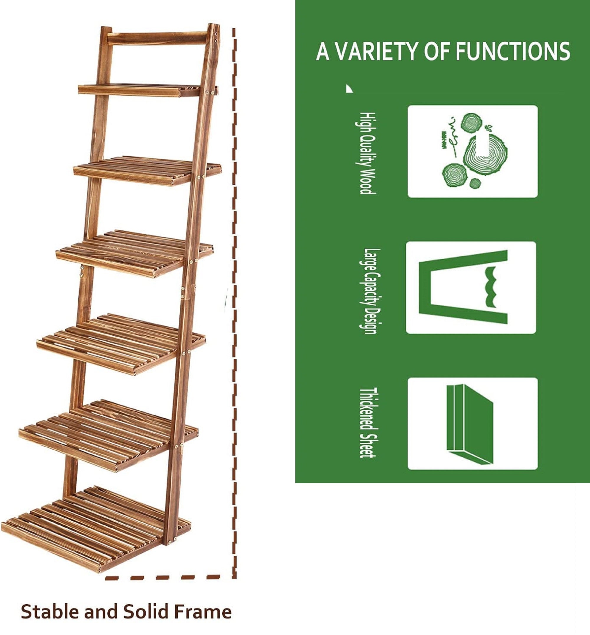 6tier Wooden Shelves Ladder Shelfplant Stand Storage Etsy