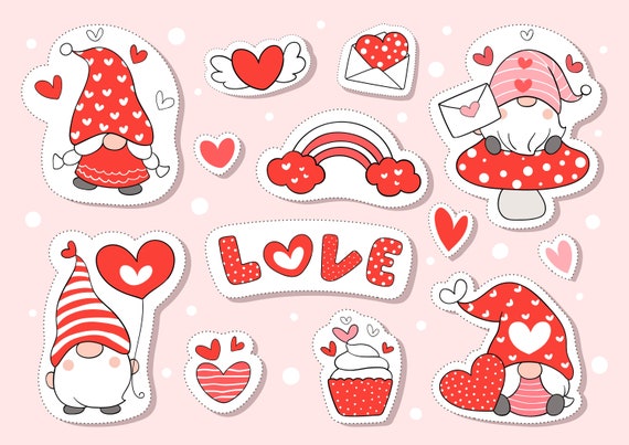 20 Sheets Valentine's Day Wrapping Stickers Heart-Shaped Gift Decorative Stickers Valentine's Day Themed Stickers Self-A