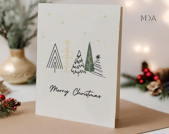 Printable Christmas Tree Card, Printable Christmas Card, Xmas Greeting Card, Minimalist Greeting Card, Merry Christmas Card, Xmas Cards