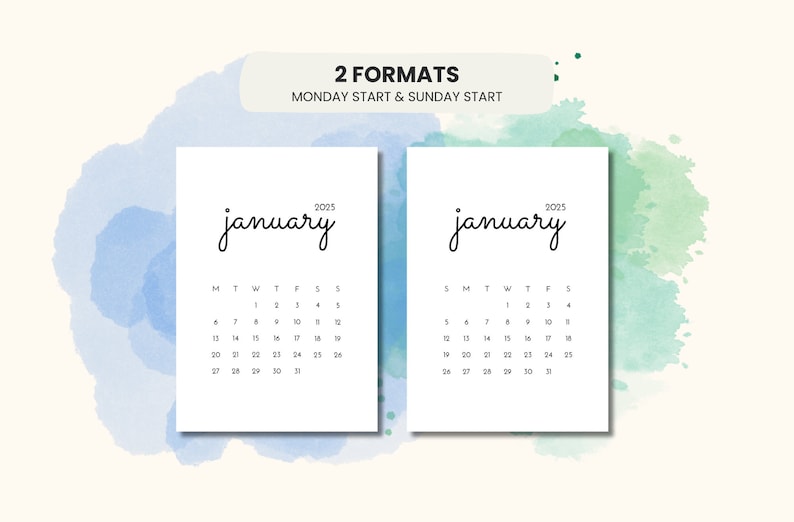 2025 Calendar Printable Mini Calendar 2025 Monthly Calendar 2025