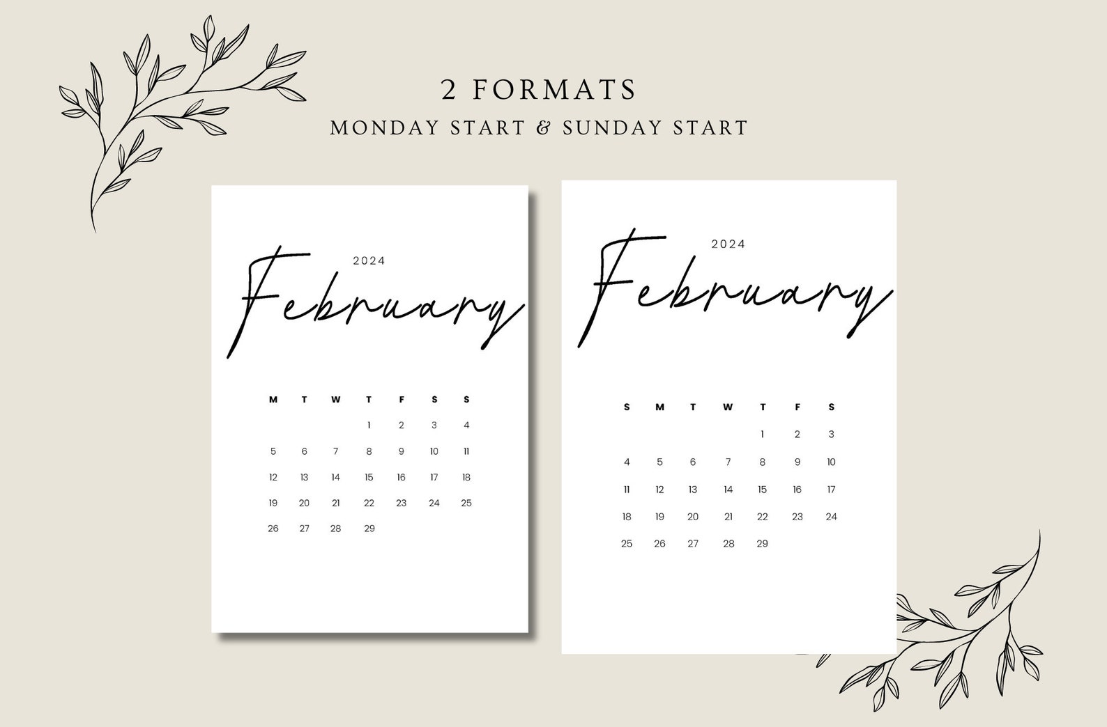 2024 Calendar Printable Calendar 2024 Monthly Calendar 2024 Portrait ...