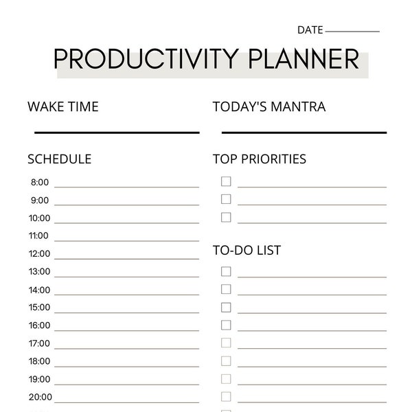 Productivity Planner - Printable