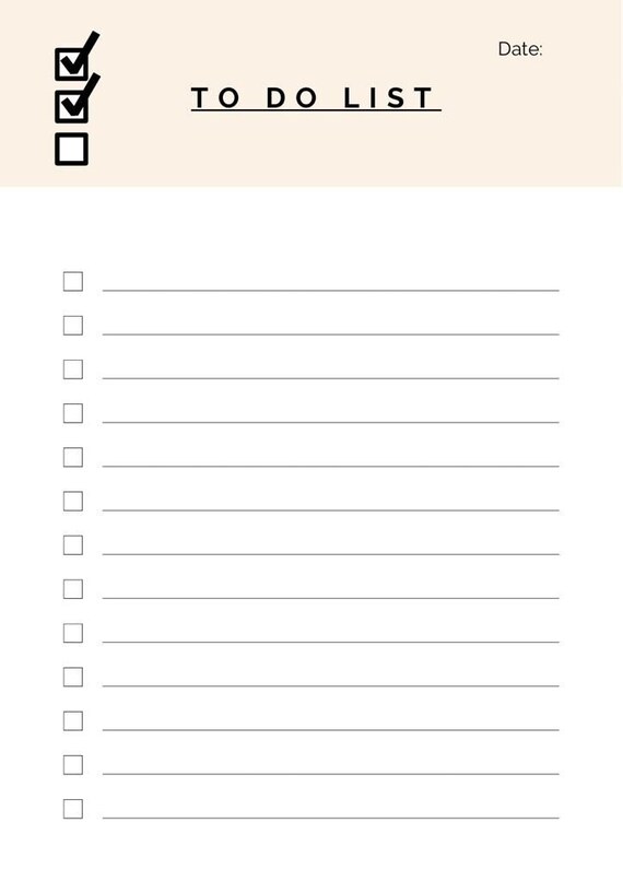 To Do List Printable Etsy