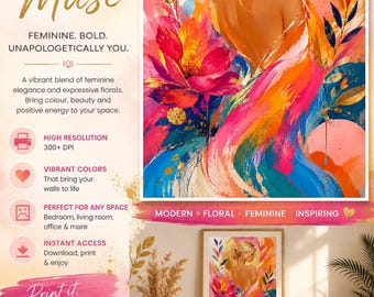 Floral Woman Wall Art Printable 2x3 Ratio