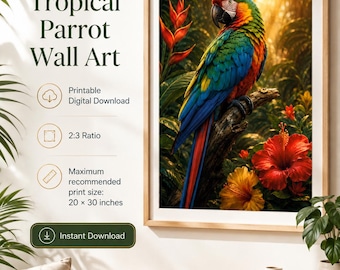 Tropical Parrot Wall Art – Printable Digital Artwork