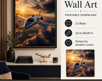 Jet Wall Art Printable – Luxury Private Jet Aviation Artwork