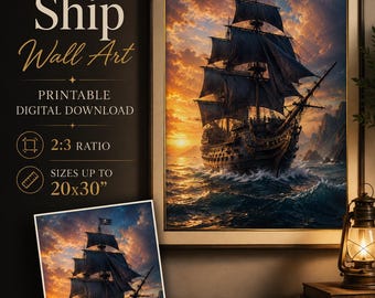 Pirate Ship Wall Art – Dramatic Ocean Adventure Printable