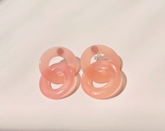 Pink Pomelo Link Chain Infinity Statement Dangle | Translucent | Hypoallergenic Polymer Clay Earrings