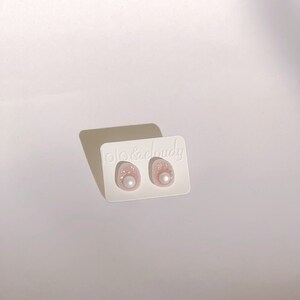 Pink Oyster Pearl Love Stud | Polymer Clay | Hypoallergenic Earrings