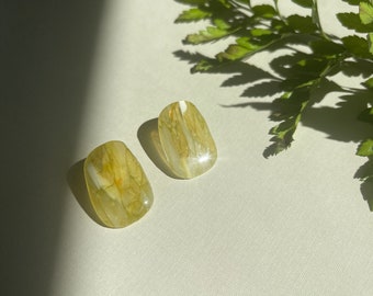 Yellow Green Citrine River Gemstone Stud | Hypoallergenic Polymer Clay Earring