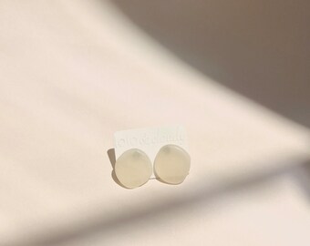 Milky Clear Organic Stone Studs | Translucent | Polymer Clay Earrings