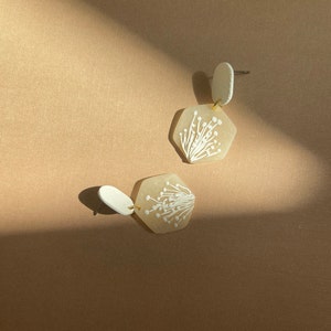 Enoki Mushroom Fungi Dangles | Polymer Clay | Plant | Earth Element Earring